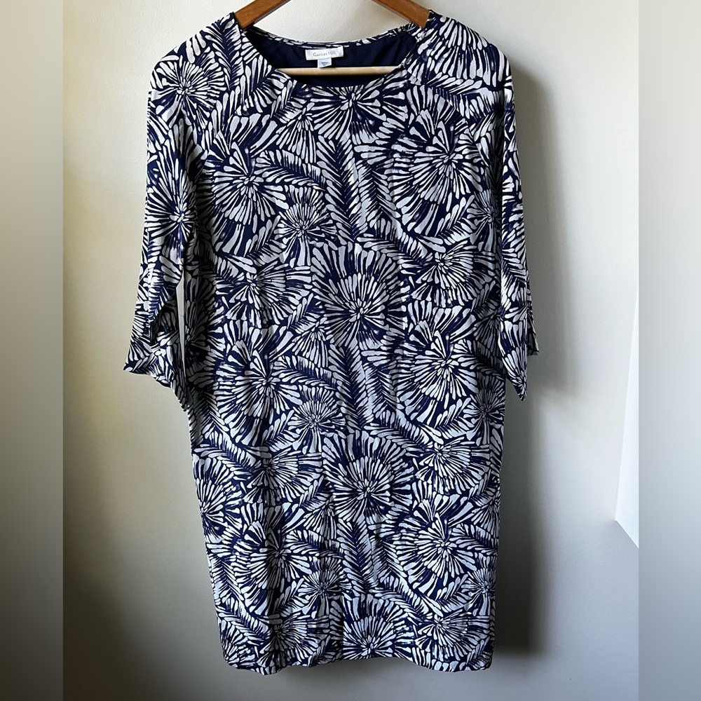 GARNET HILL Silk Floral Shift Dress Oversized Retro Art to Wear Batik‎ Baggy 00